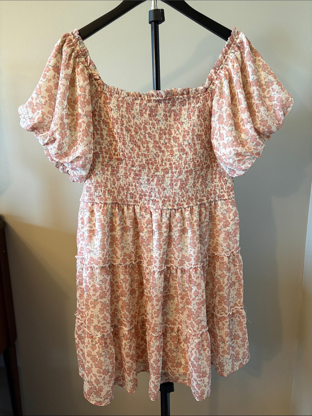 Altar'd State Size XL Smocked Bodice Floral Mini Dress in Dusty Rose